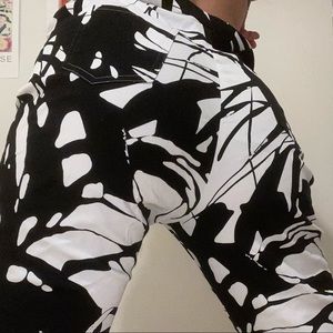 Black and White Print Straight Leg Pants